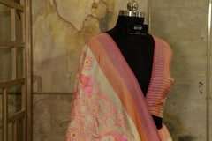 Off White Tussar Saree with fish motif Madhubani embroidery work