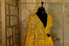 Yellow Katha tussar saree