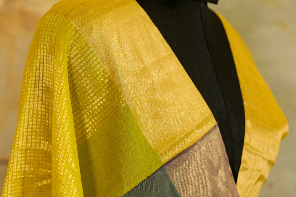 Olive Green shade Handwoven Kanjivaram Saree