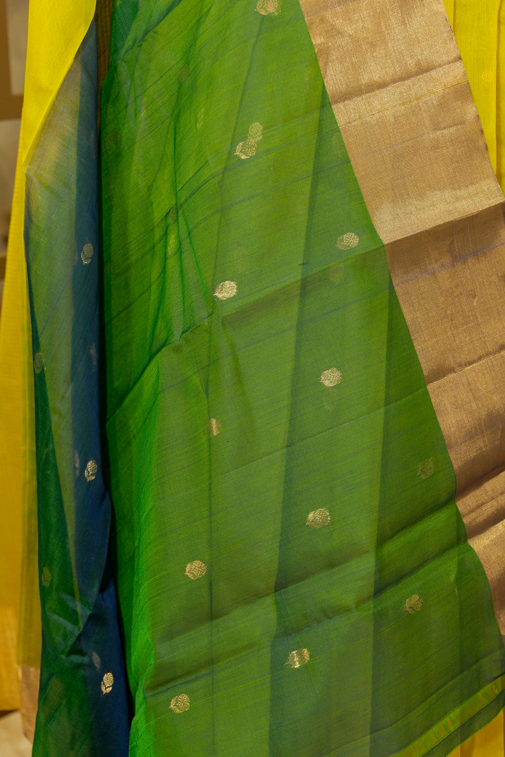 Olive Green shade Handwoven Kanjivaram Saree