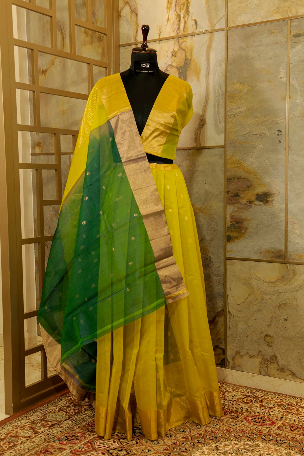 Olive Green shade Handwoven Kanjivaram Saree