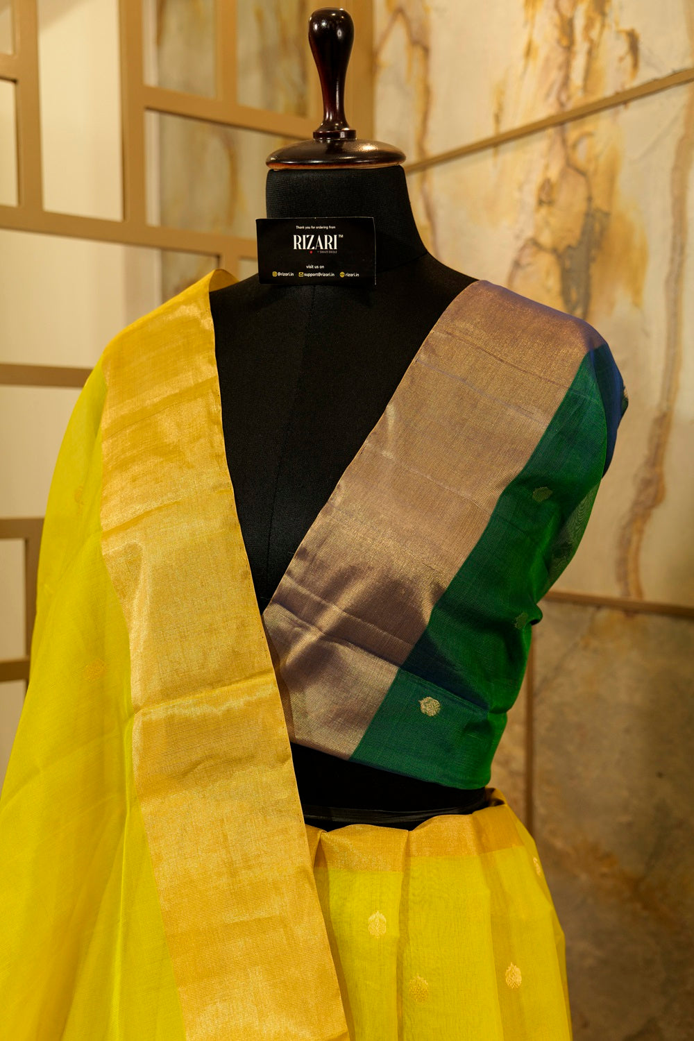 Olive Green shade Handwoven Kanjivaram Saree