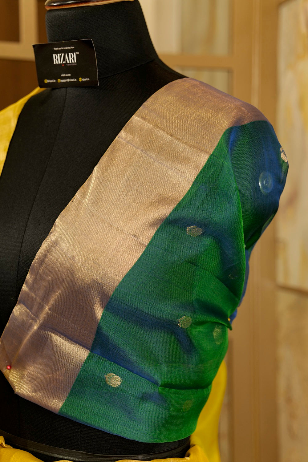 Olive Green shade Handwoven Kanjivaram Saree