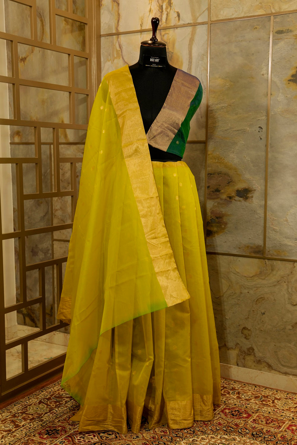 Olive Green shade Handwoven Kanjivaram Saree