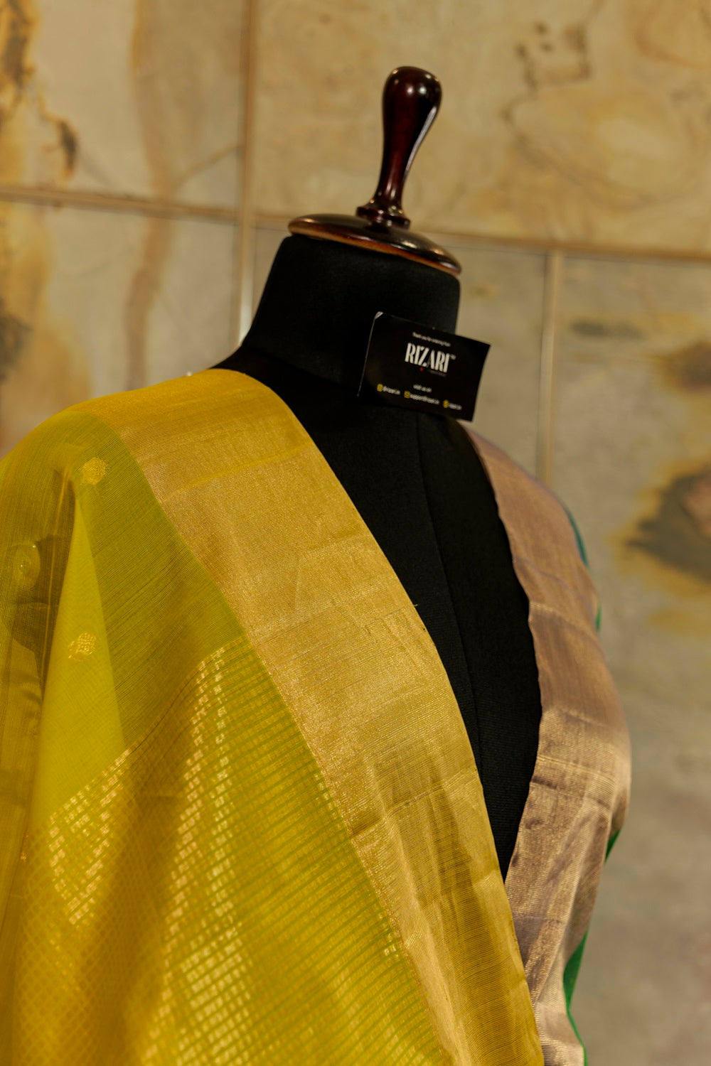 Olive Green shade Handwoven Kanjivaram Saree