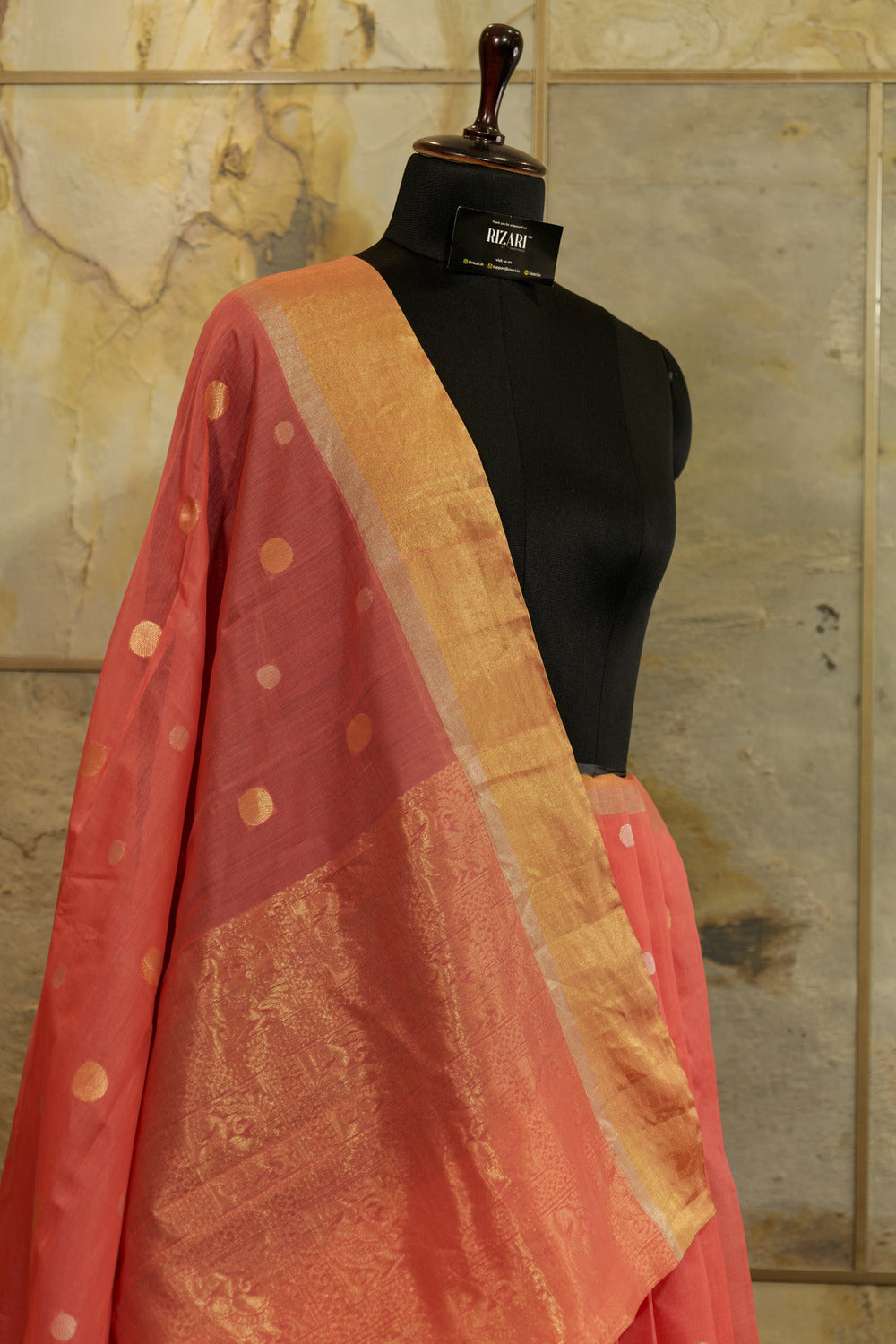 Light Pink shade Handwoven Kanjivaram Saree with silver and golden Jari Buttas