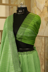 Green Saree with Ghicha Dark green Pallu