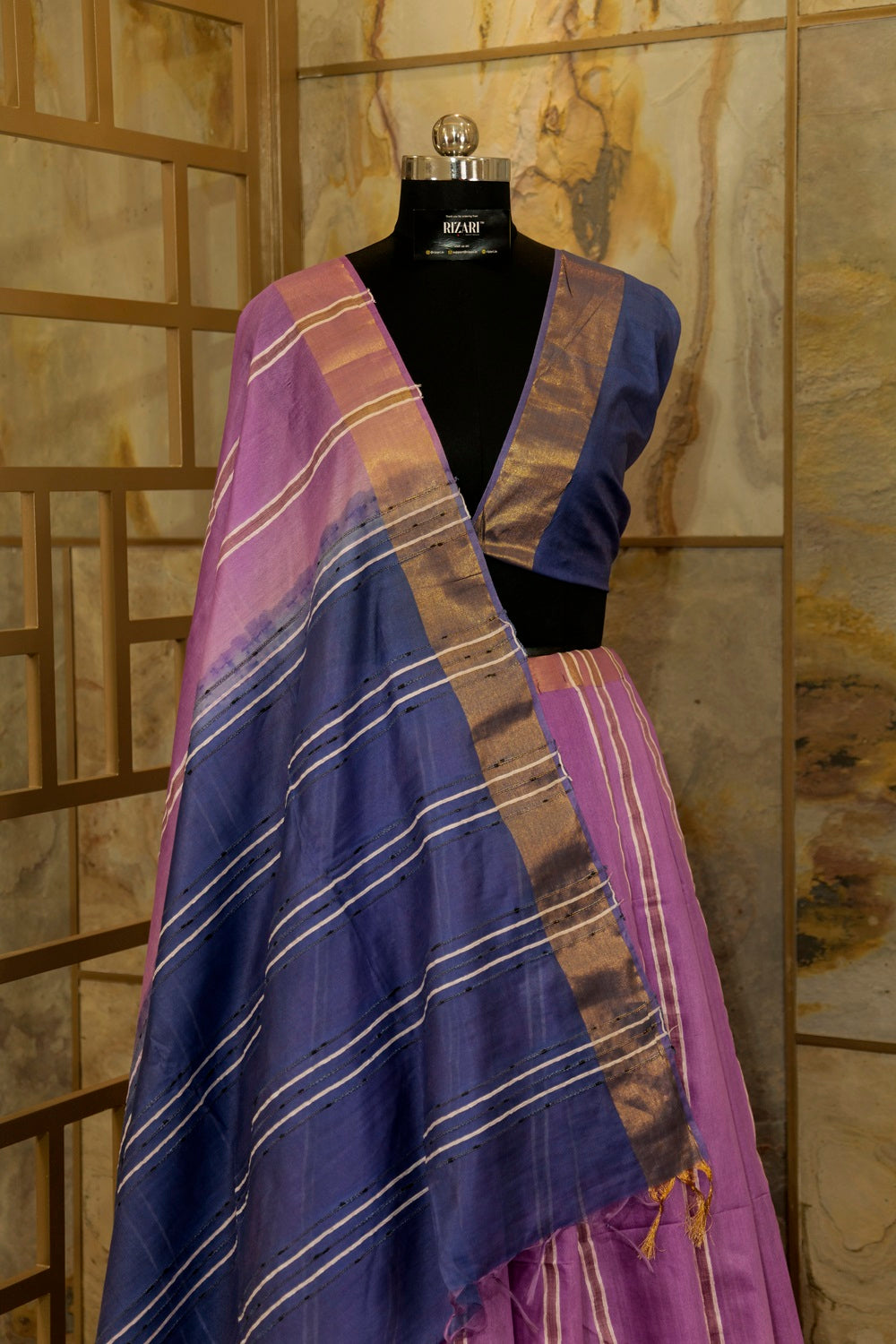 Mauve & light purple saree with Jari border