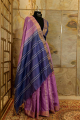 Mauve & light purple saree with Jari border