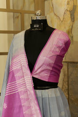 Light Grey Saree with Buttas weaving all over