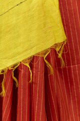 Crimson Saree with contrast bright yellow sequin Pallu