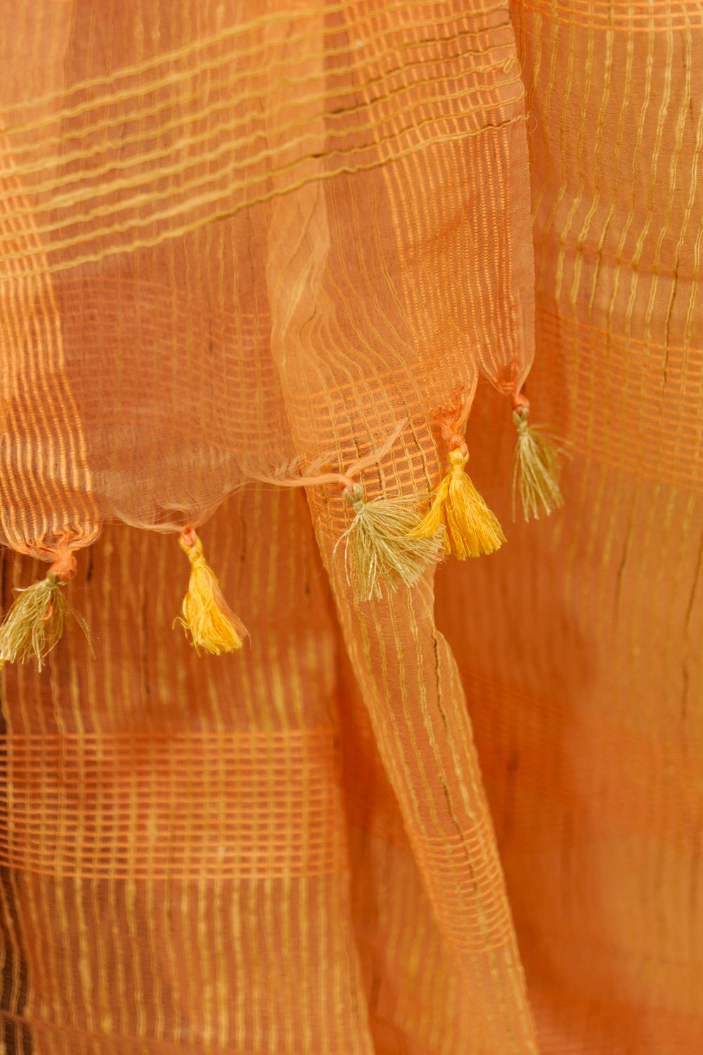 Peach organza textured saree