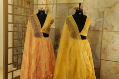 Light yellow organza  saree