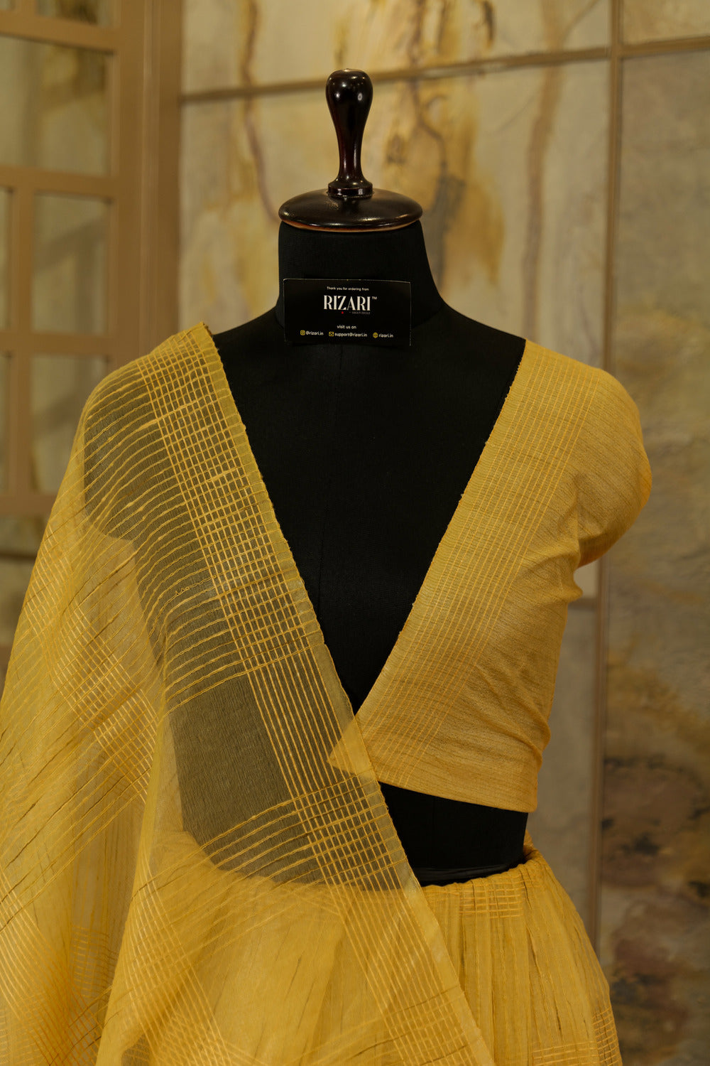 Light yellow organza  saree