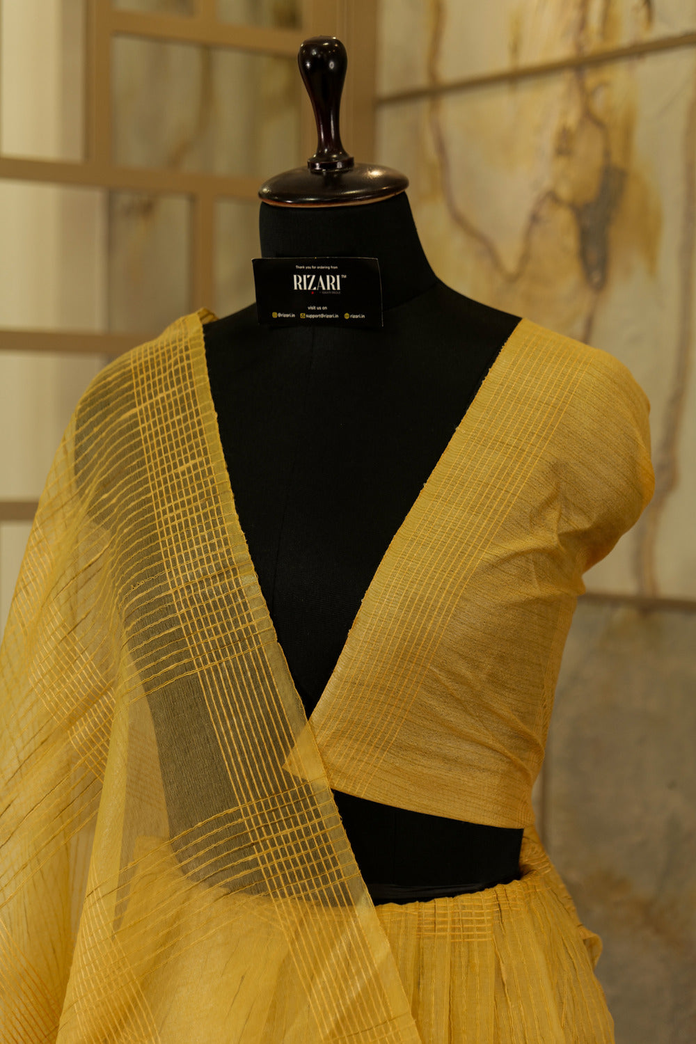 Light yellow organza  saree