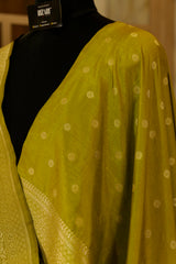 Olive green warm silk banarasi saree