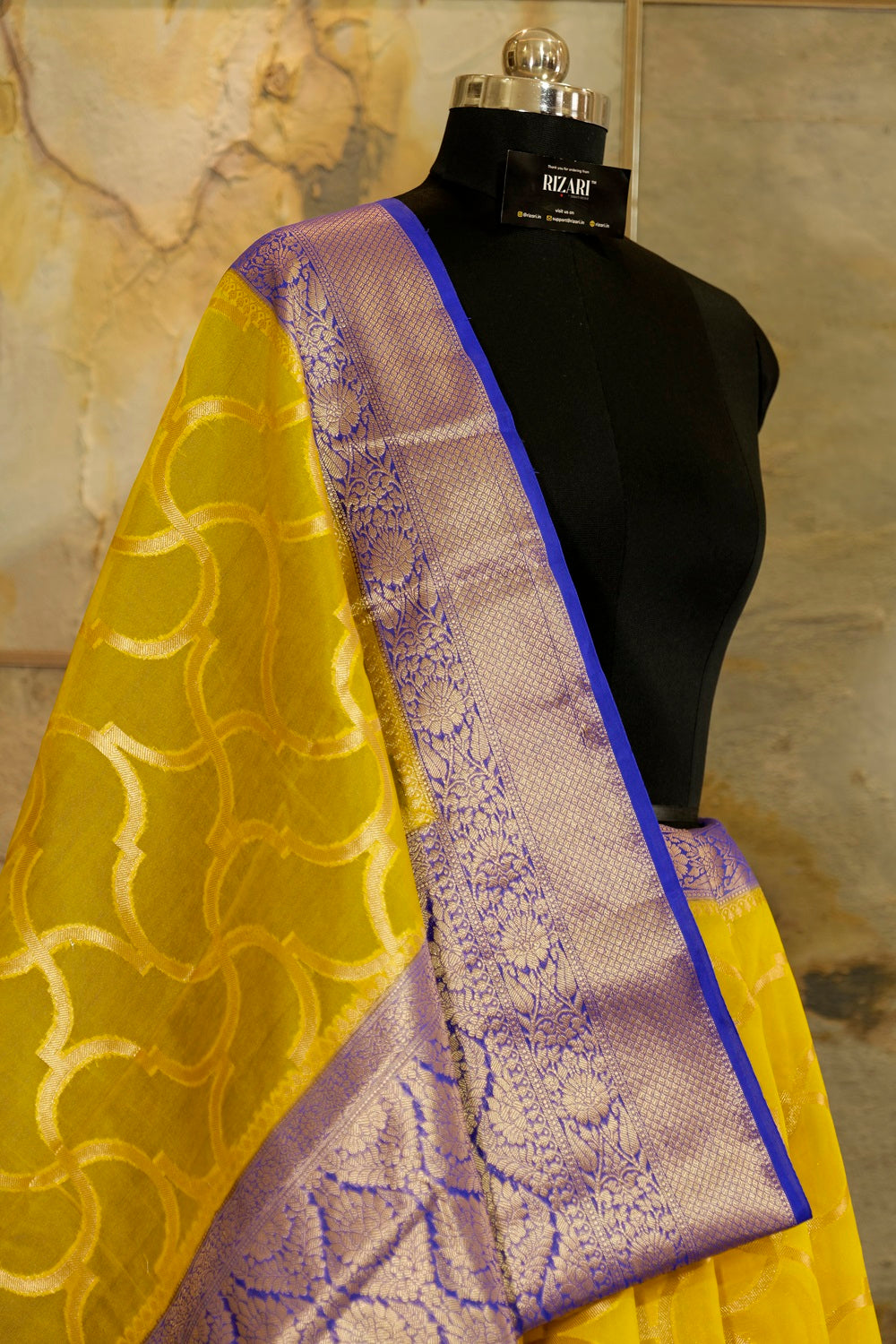 Yellow & Purple Georgette Sarree with jacquard border