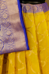 Yellow & Purple Georgette Sarree with jacquard border