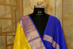 Yellow & Purple Georgette Sarree with jacquard border