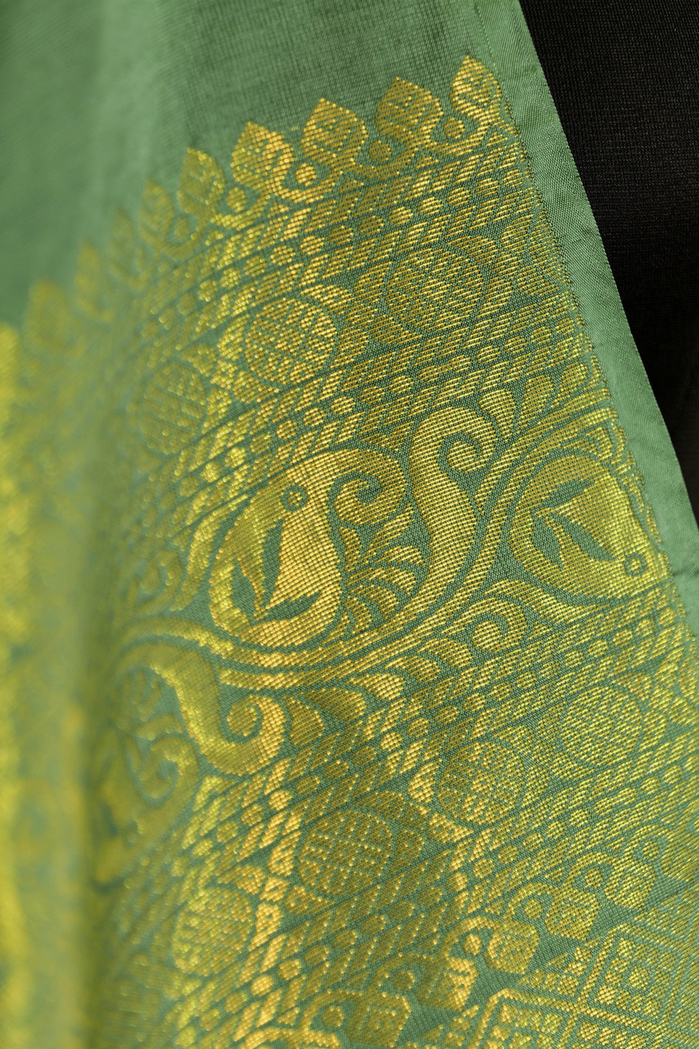 Green Soft silk saree with big buttas woven all over body