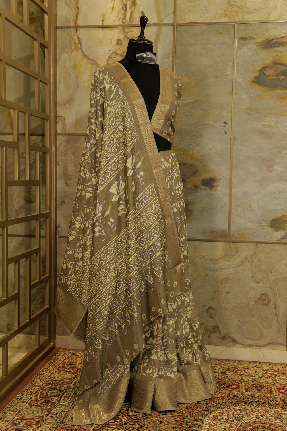 light brown shade with floral print   daily wear saree