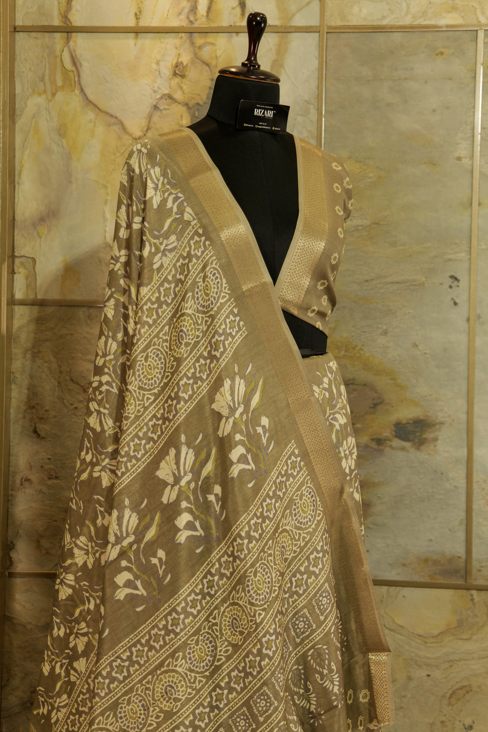 light brown shade with floral print   daily wear saree