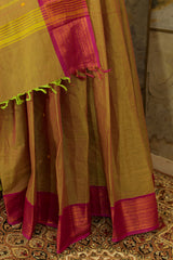 Mehendi Green & Pink Chettinad Cotton Saree