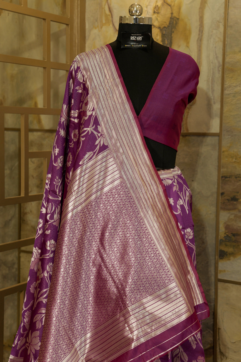 burgundy soft silk saree with Jaal weaving all over saree in silver thread. beautiful broad border