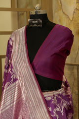 burgundy soft silk saree with Jaal weaving all over saree in silver thread. beautiful broad border