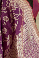 burgundy soft silk saree with Jaal weaving all over saree in silver thread. beautiful broad border