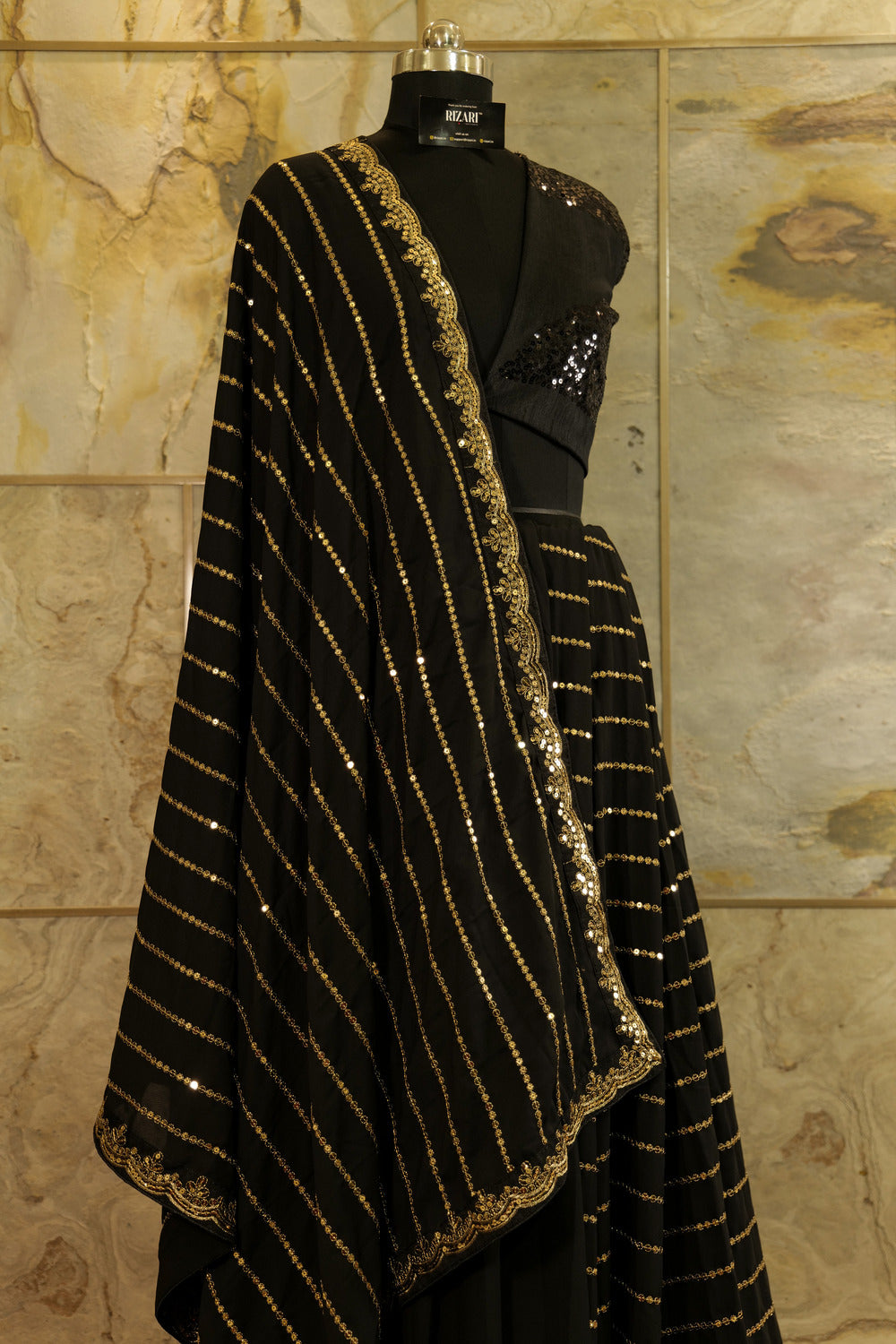 Black Saree with sequin  all over Bollywood trending pattern