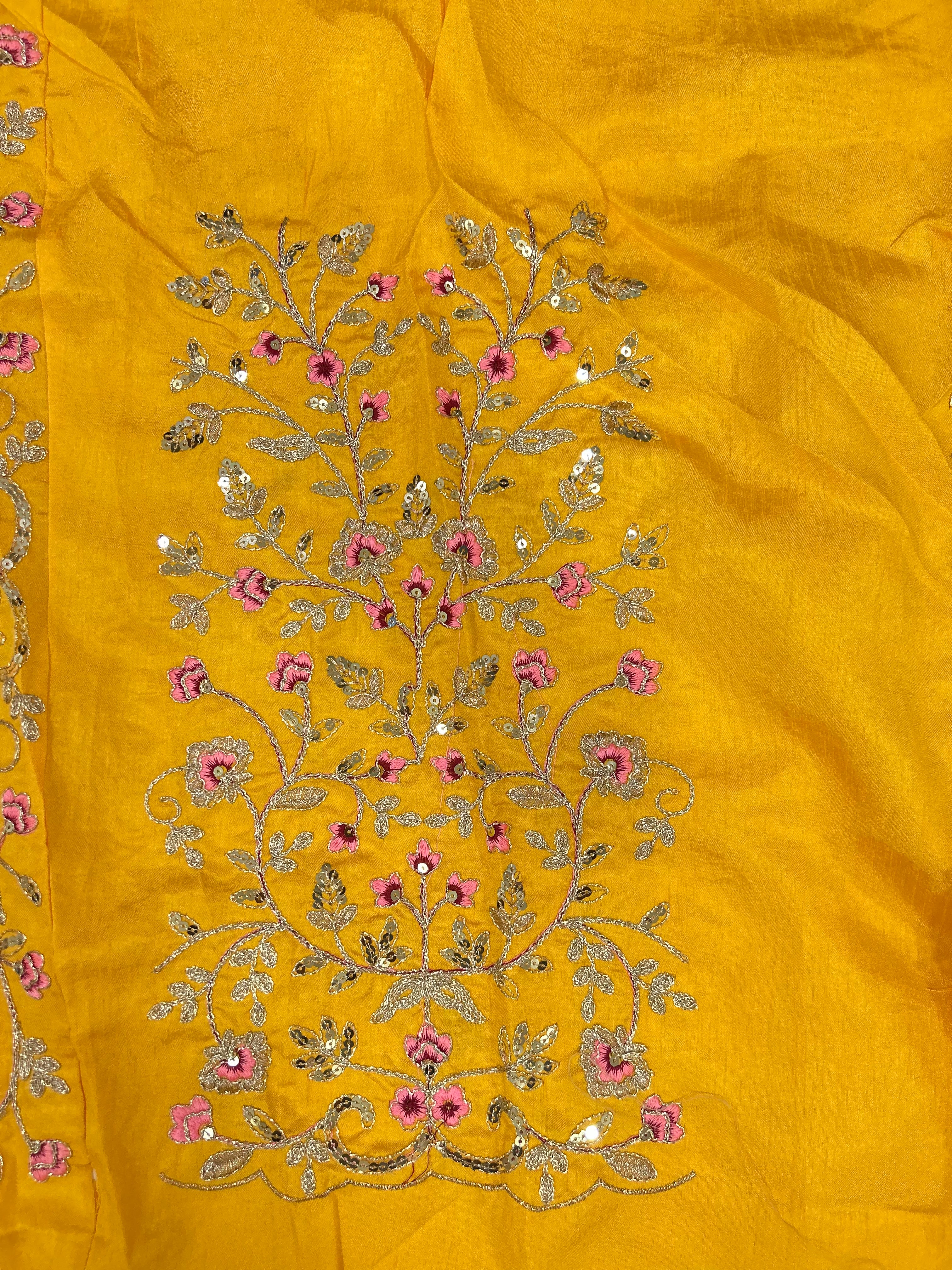 Yellow Soft Organza Party-wear saree