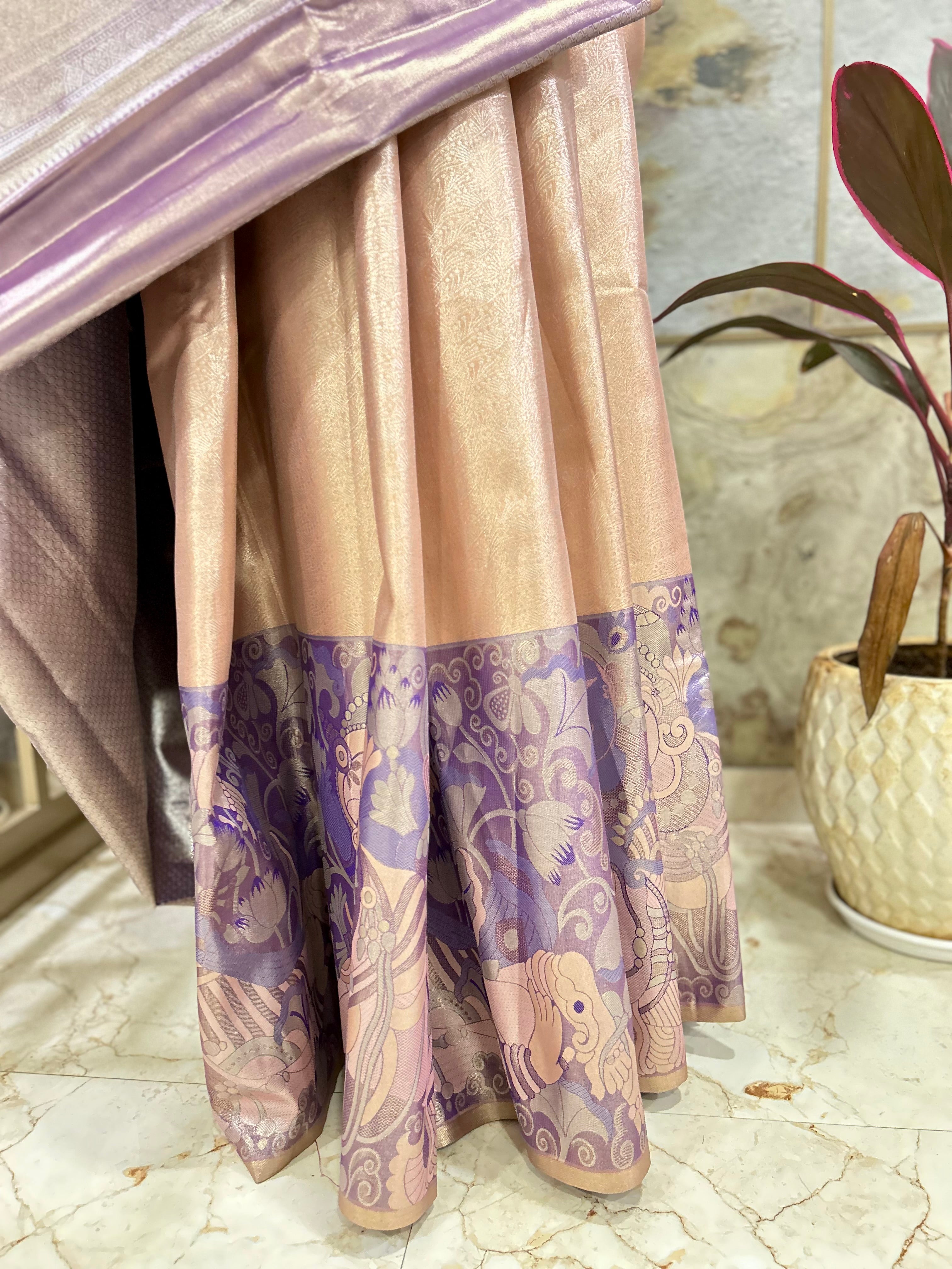 Silk Saree with Unique Motifs in Pastel Mauve Colour
