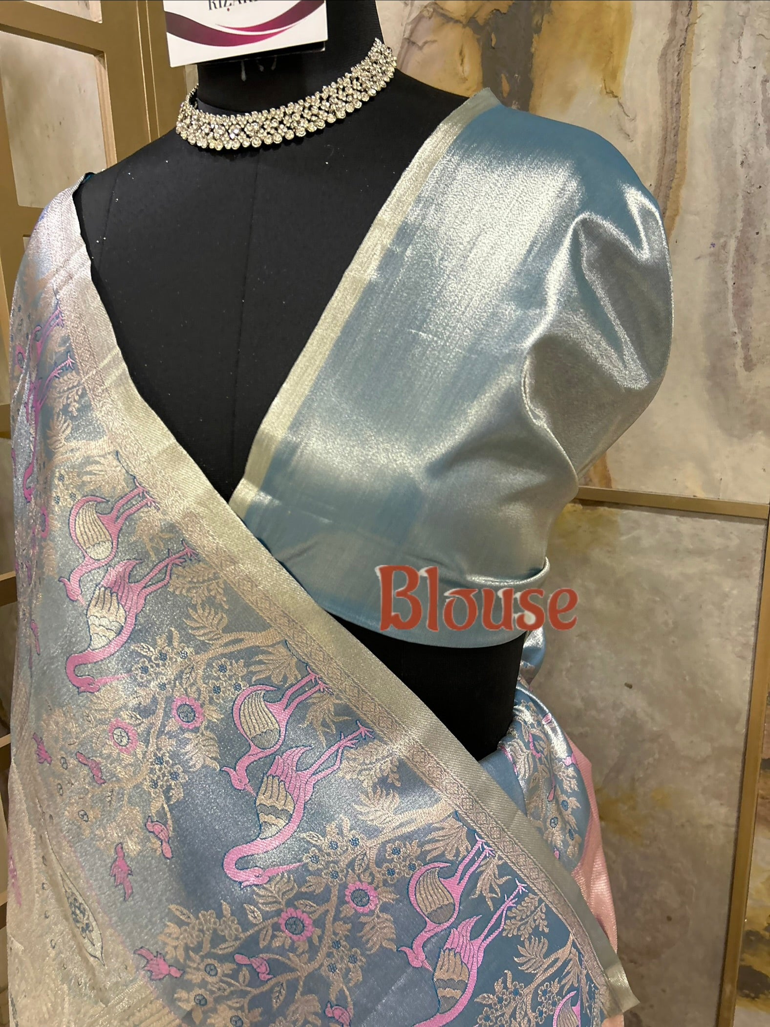 Silk Saree with Unique Birds Motifs in Pastel shades