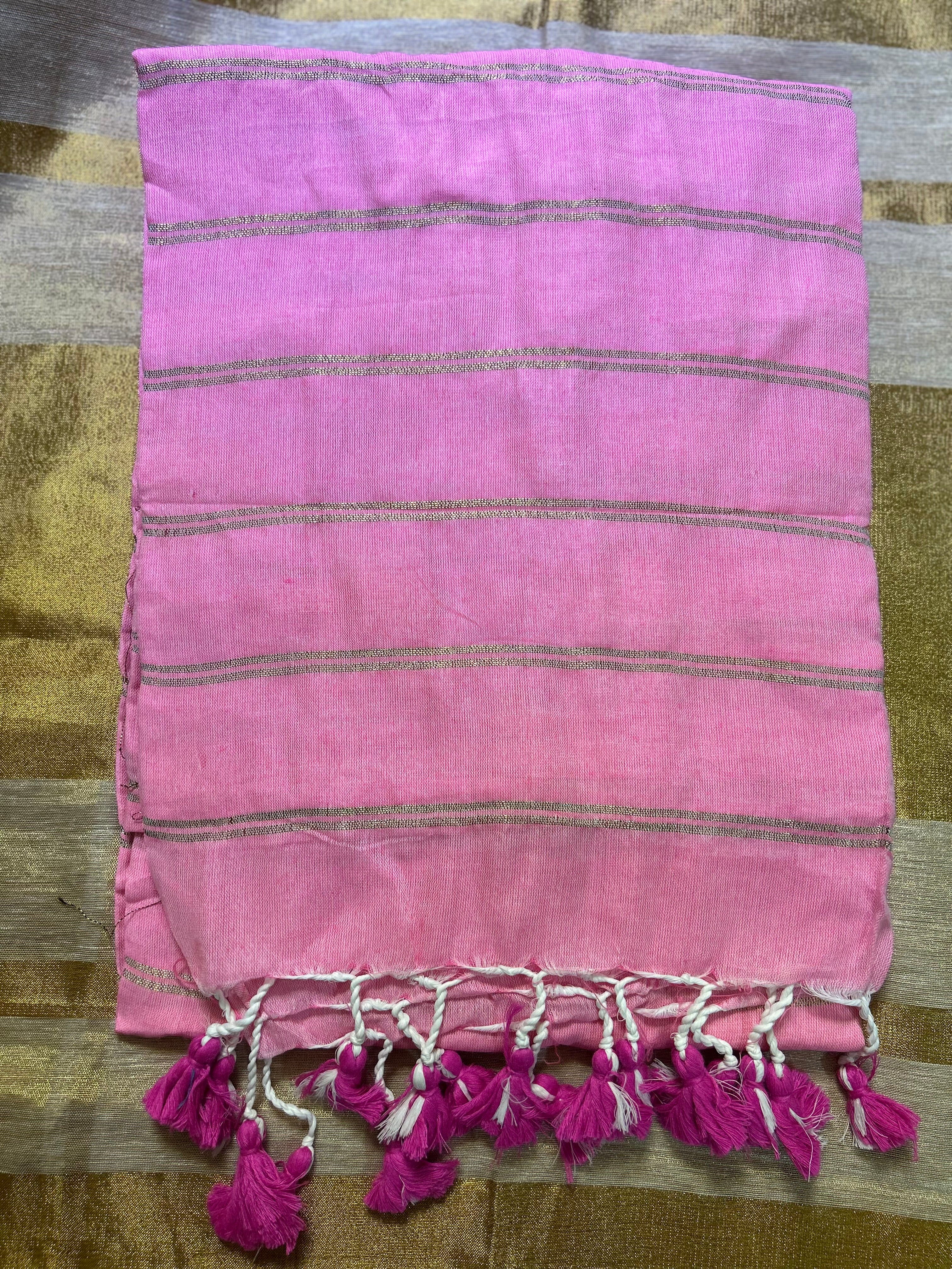 Cotton 
 Saree with Jari Stripes