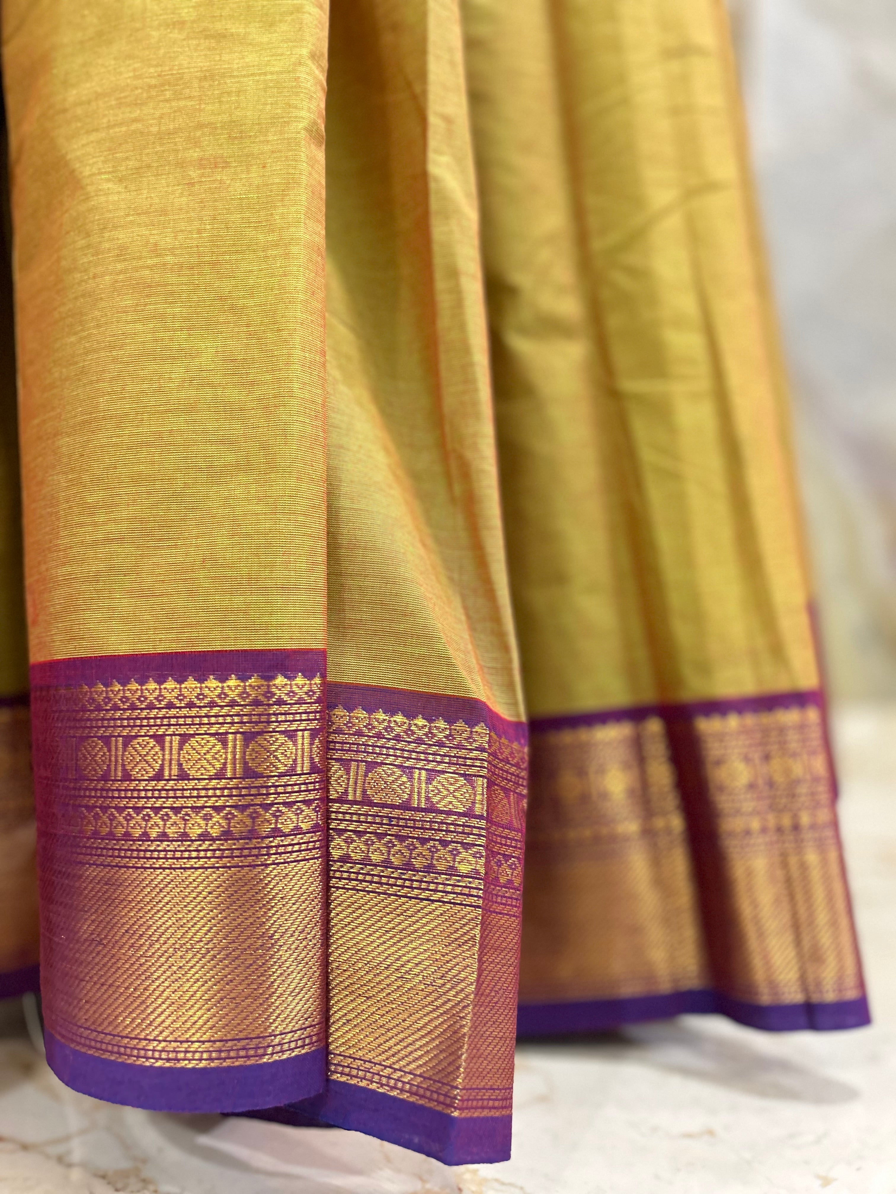 Green Brown Dual tone Cotton Saree