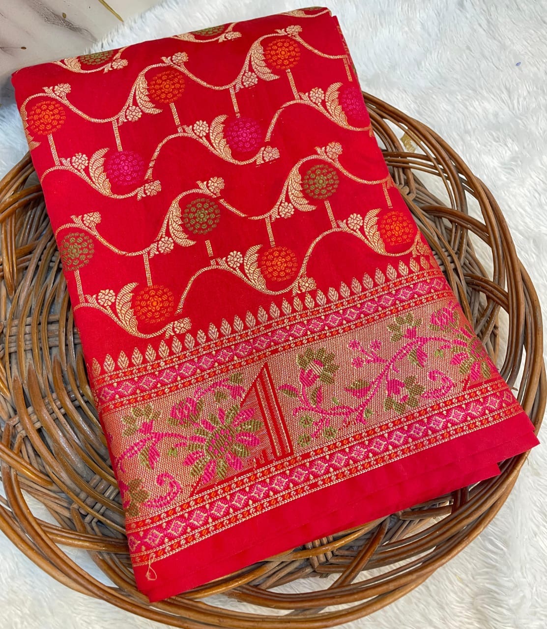 Semi Katan Banarasi Saree