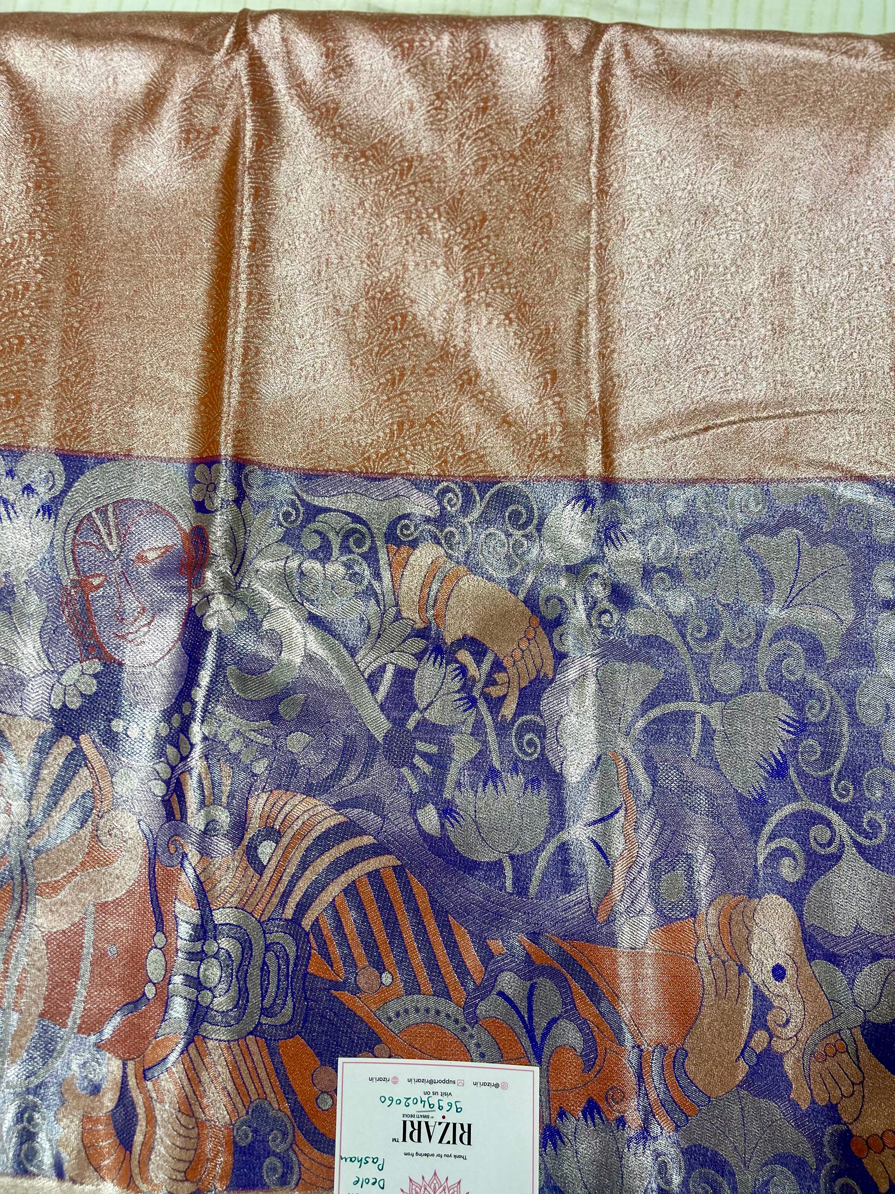 Soft Silk Saree in Peach Colour with Motif