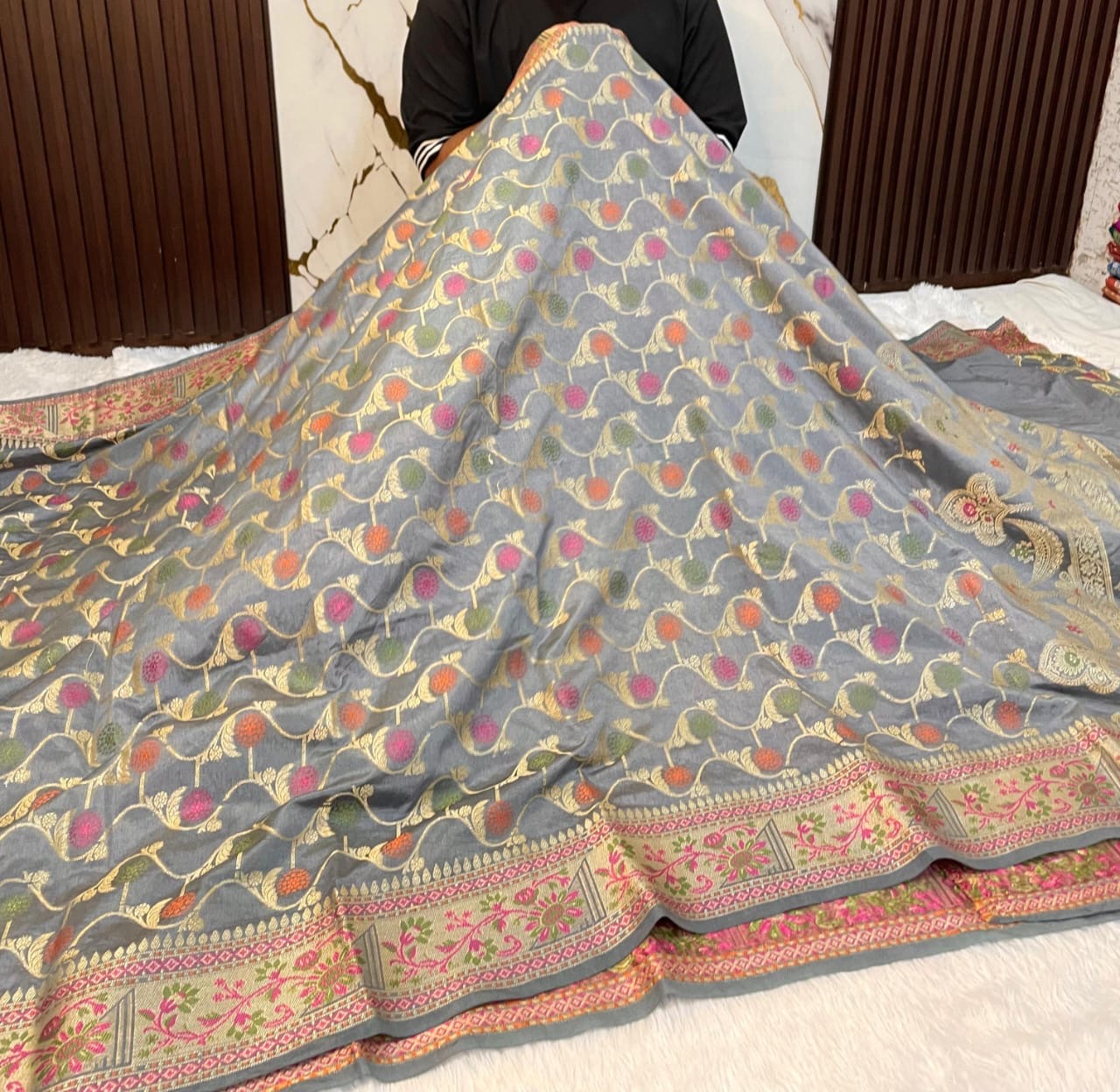 Semi Katan Banarasi Saree