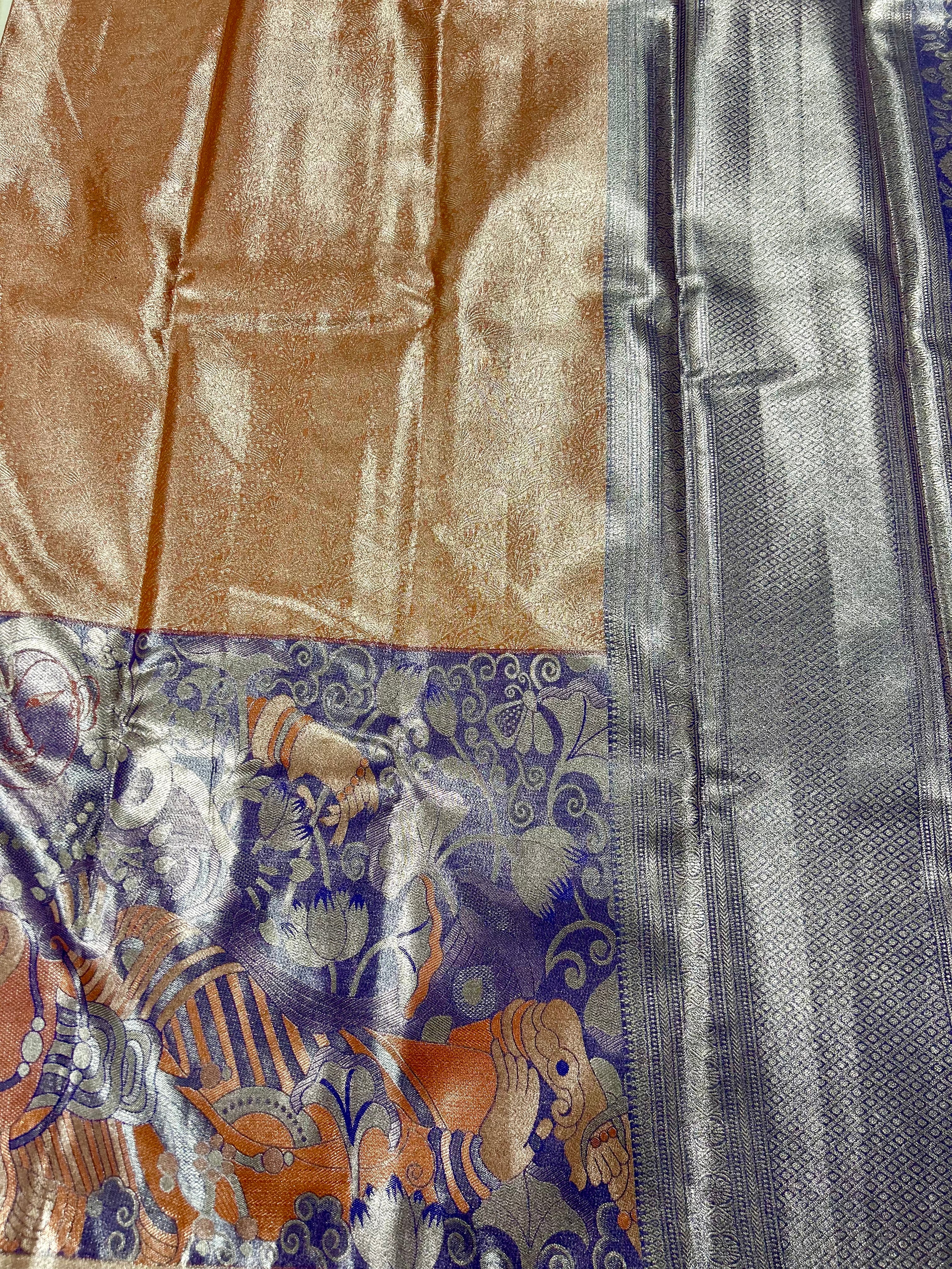 Soft Silk Saree in Peach Colour with Motif