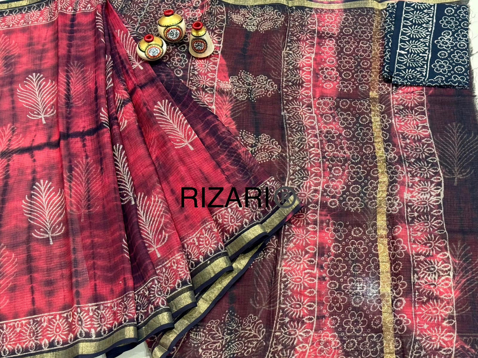 Kota Doria Block Printed Sarees