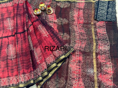 Kota Doria Block Printed Sarees