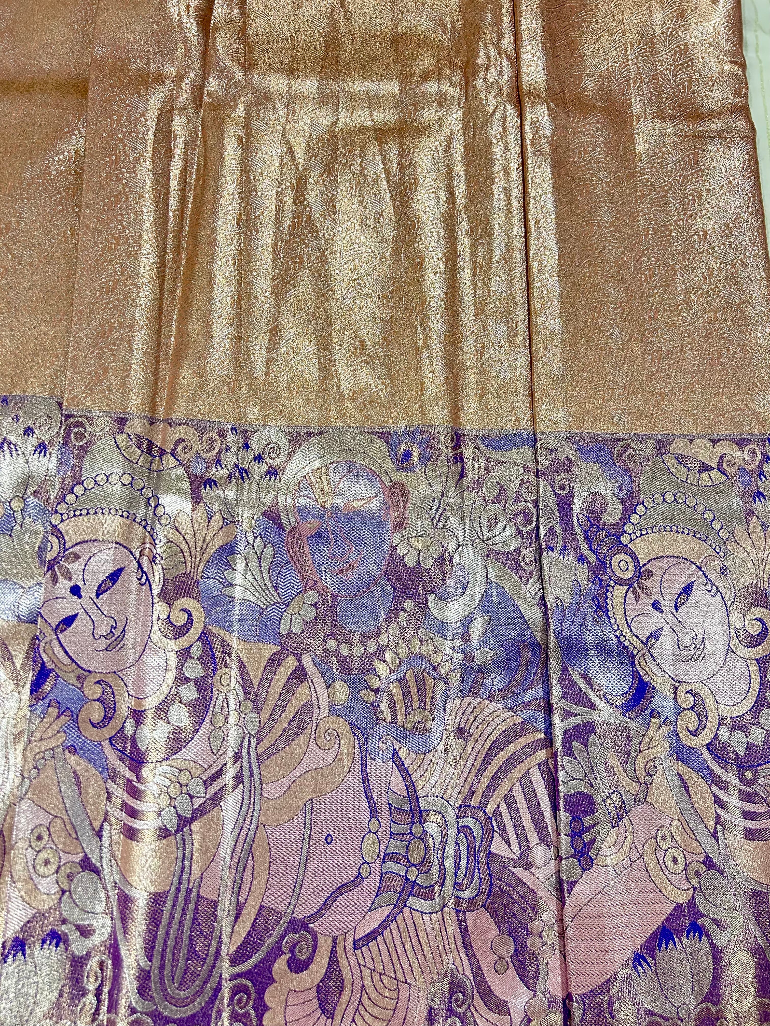 Soft Silk Saree in Peach Colour with Motif