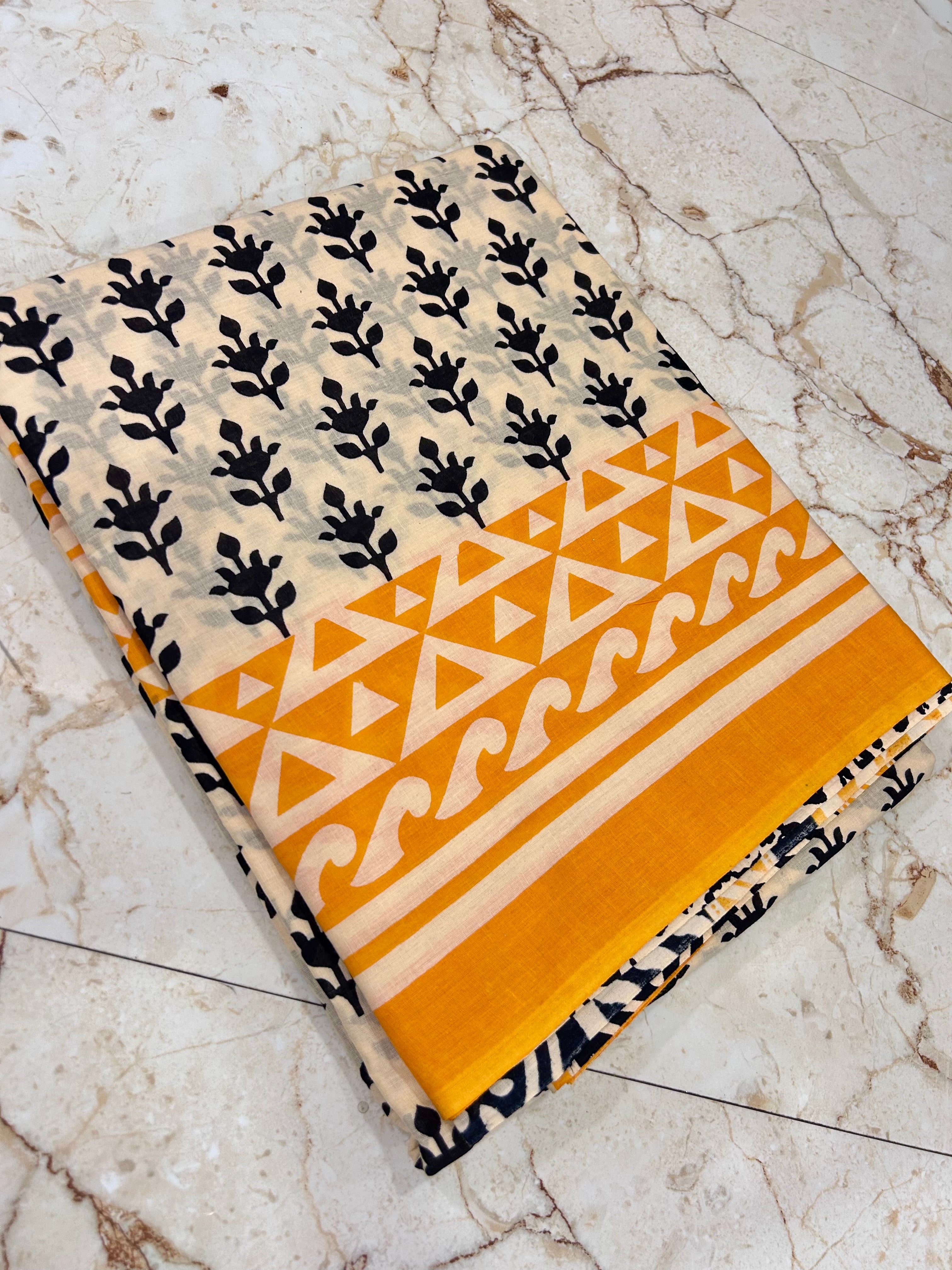 Hand Block Printed Cotton Sarees