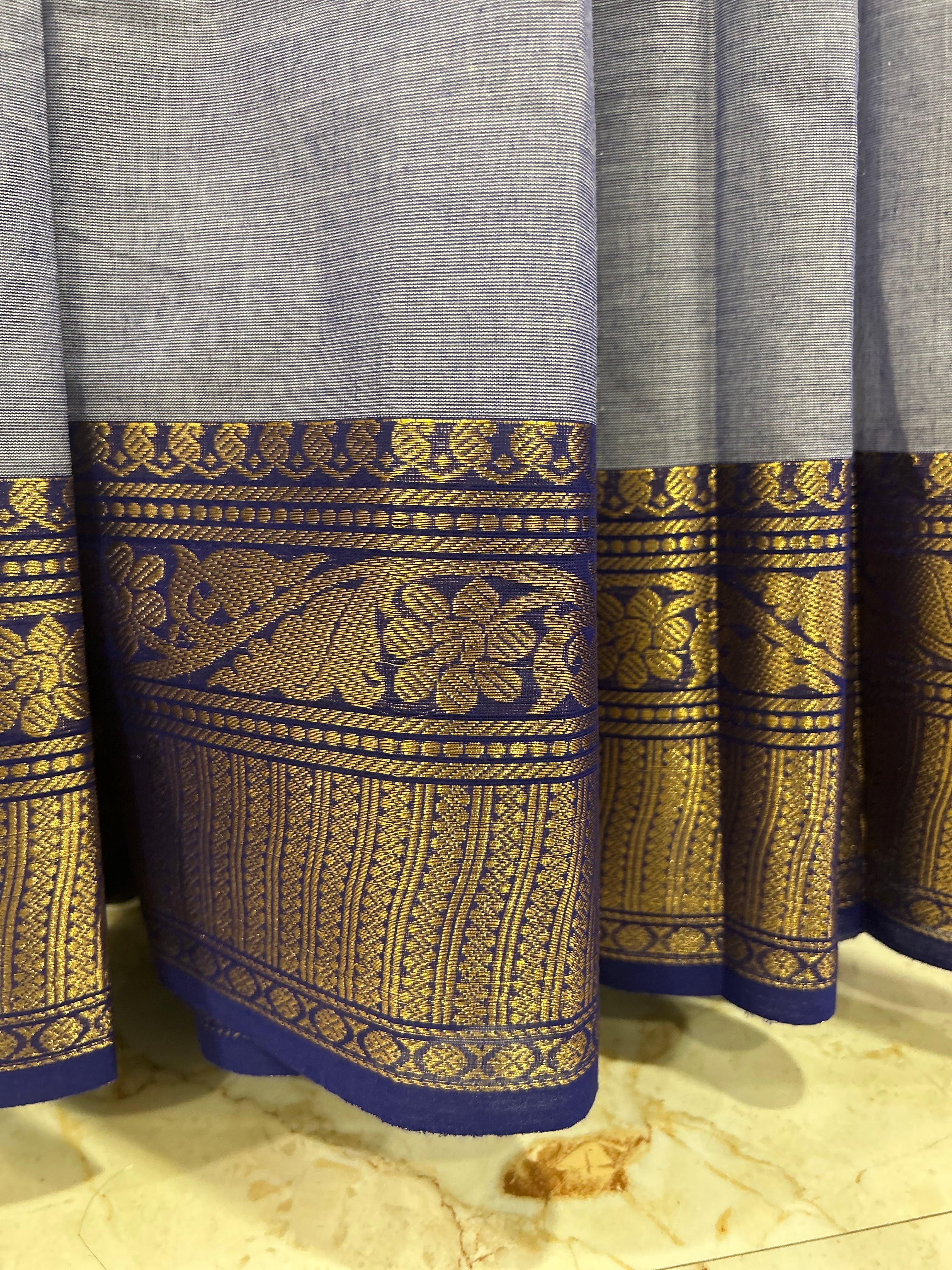 Steel Blue Cotton Saree