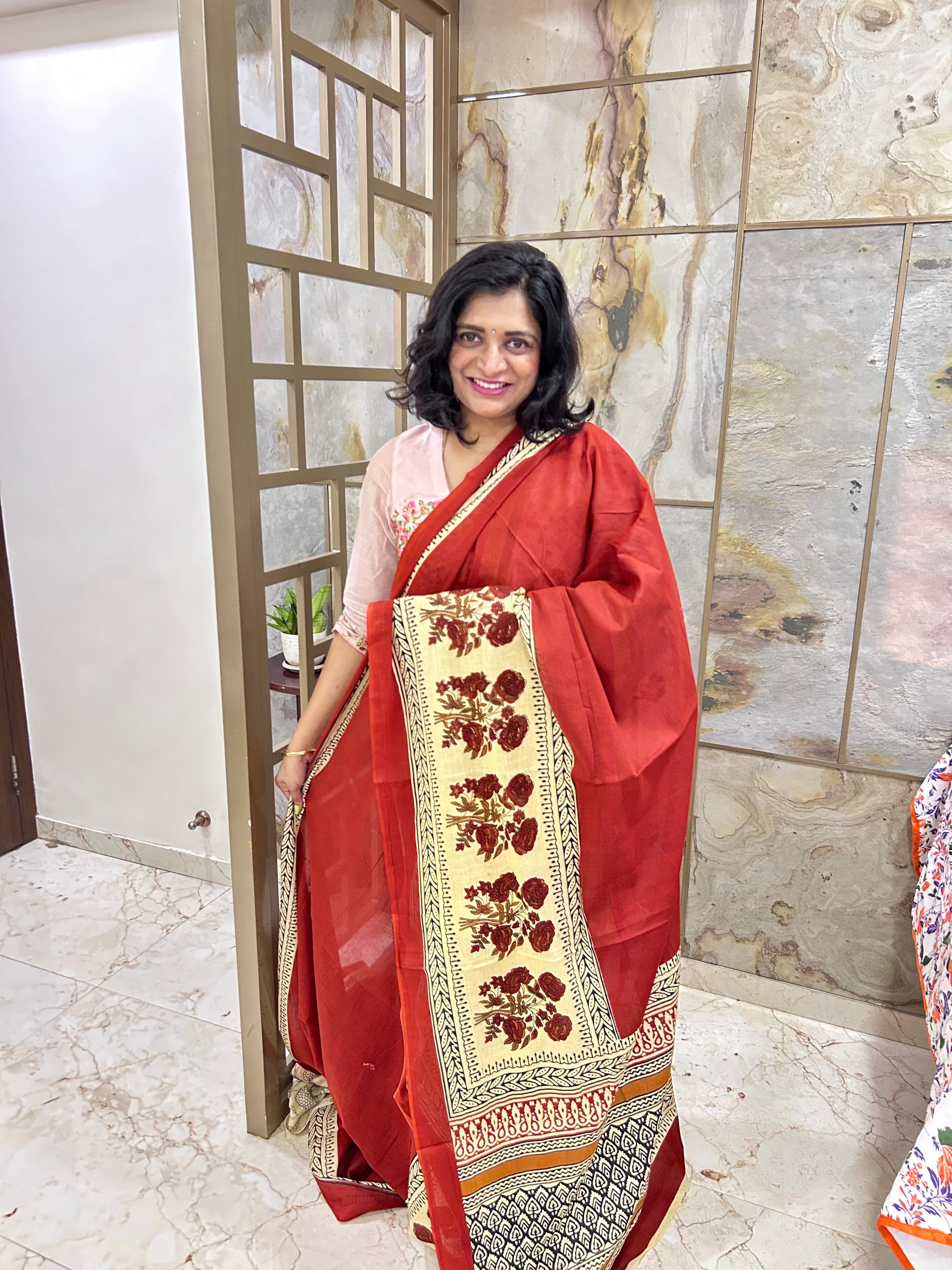 Hand Block Printed Cotton Sarees