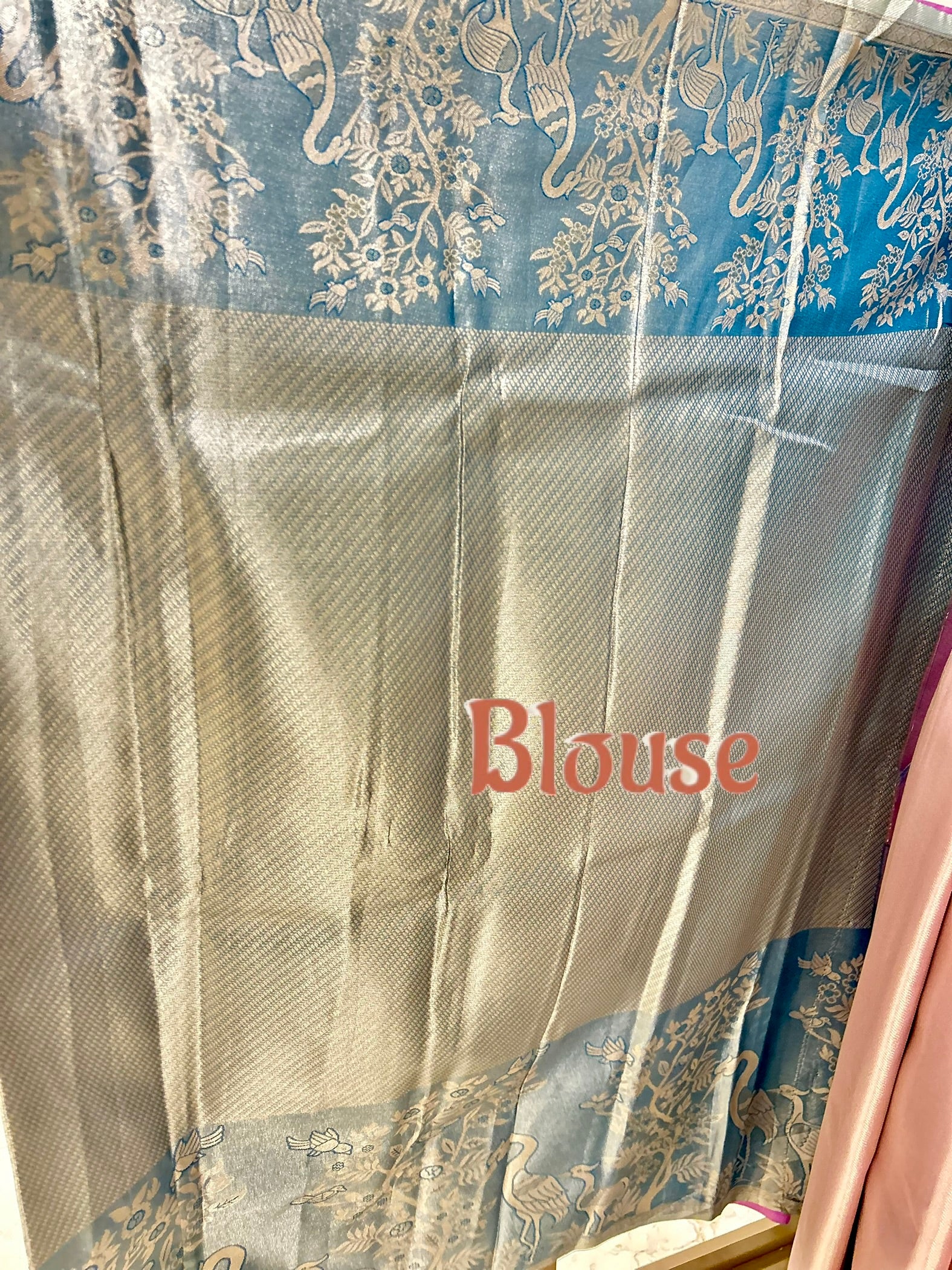 Silk Saree with Unique Birds Motifs in Pastel shades