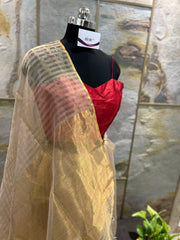 Jari Striped Silk Handloom Maheshwari Saree