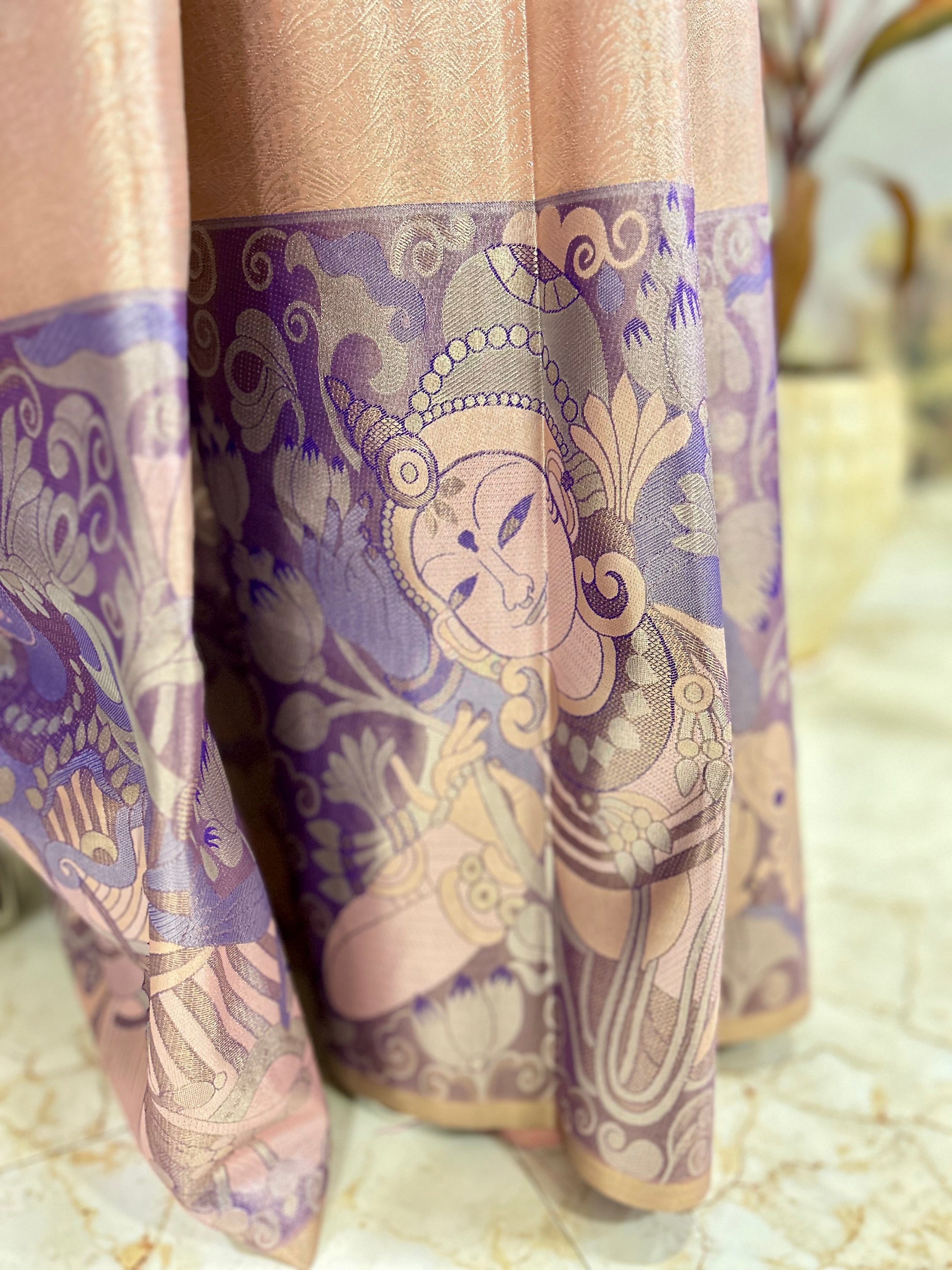 Silk Saree with Unique Motifs in Pastel Mauve Colour