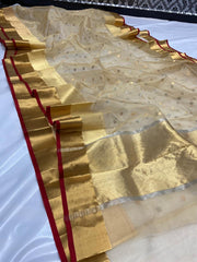 Off-White Chanderi Silk Handwoven Saree